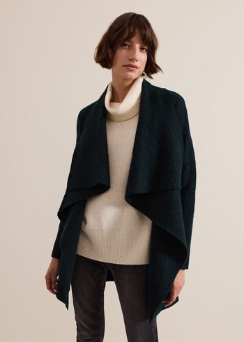 Phase Eight Lana Textured Drape Coats Dark Green Canada | DKVXPG-940